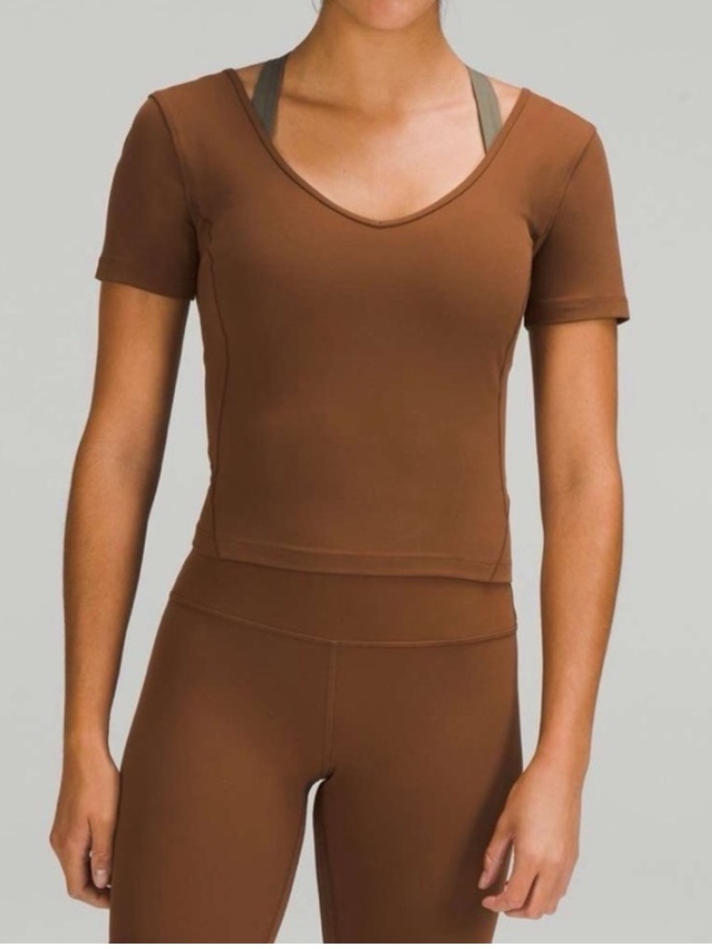 Lululemon Align Tee Nulu Roasted Brown Size 10 Cropped Short Sleeve